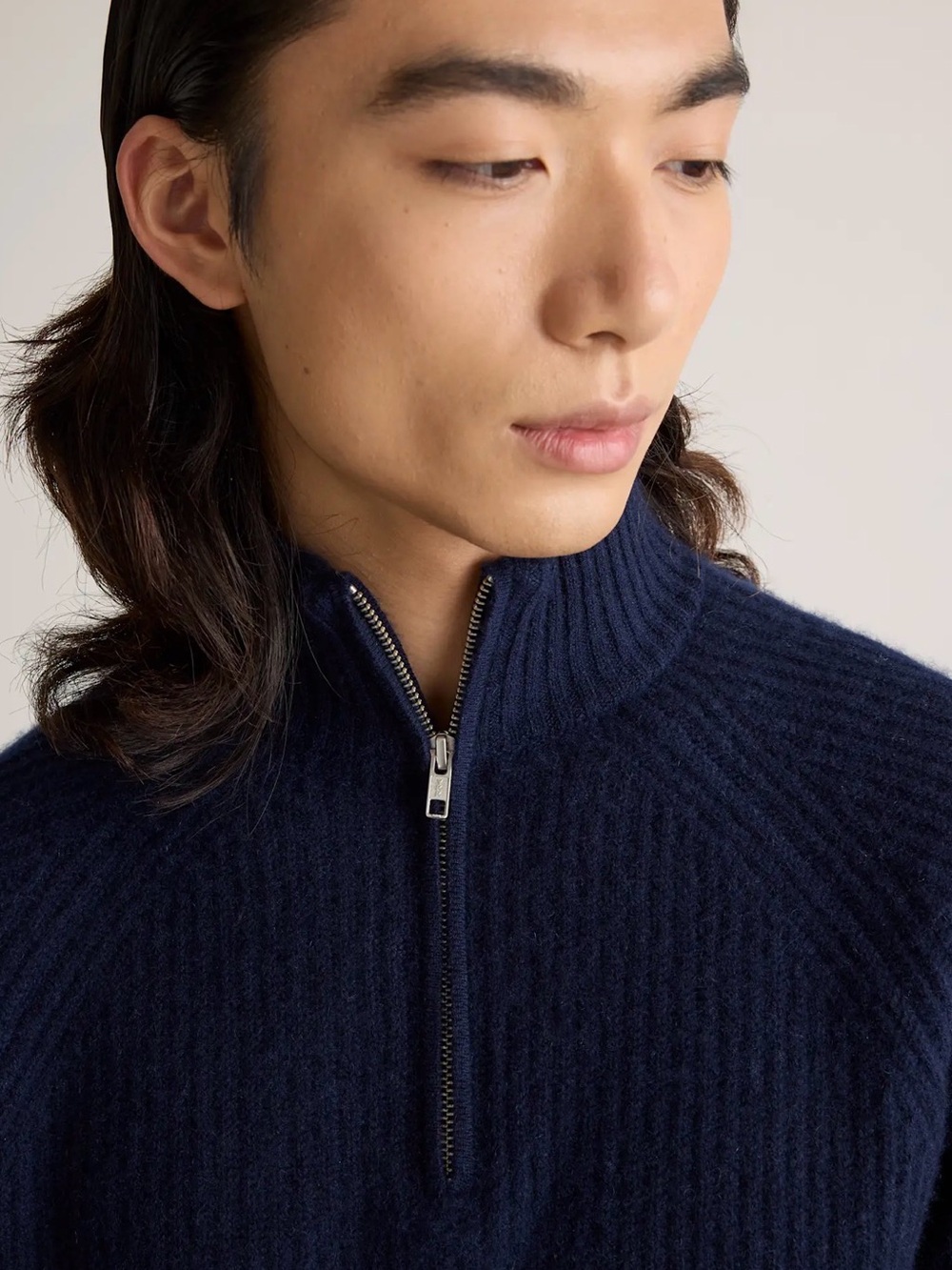 Mongolian Cashmere Fisherman Quarter Zip Sweater - Picture 3 of 8